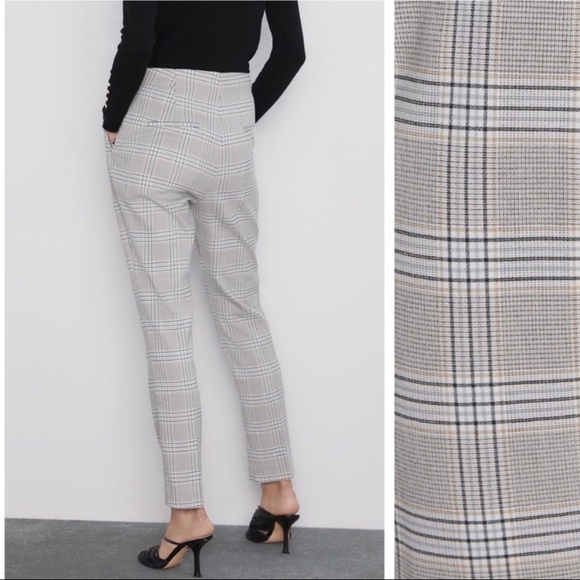 Zara Plaid Trouser Pants Work Office Attire Side Zip Size Medium - Picture 6 of 6